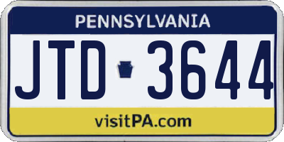 PA license plate JTD3644