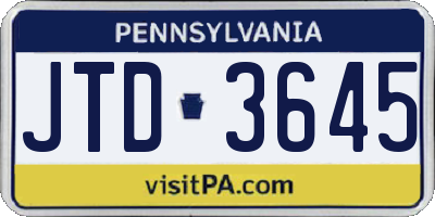 PA license plate JTD3645