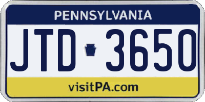 PA license plate JTD3650