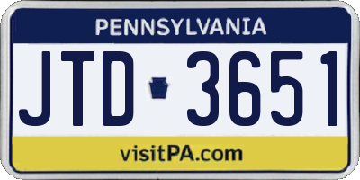 PA license plate JTD3651