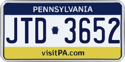 PA license plate JTD3652