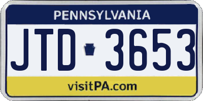 PA license plate JTD3653