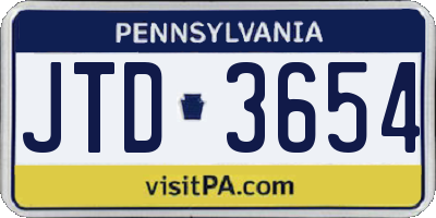 PA license plate JTD3654