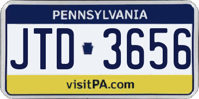 PA license plate JTD3656
