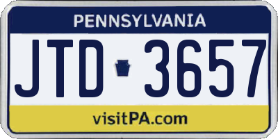 PA license plate JTD3657