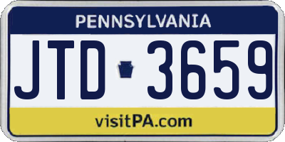 PA license plate JTD3659
