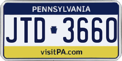 PA license plate JTD3660