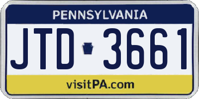 PA license plate JTD3661