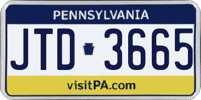 PA license plate JTD3665