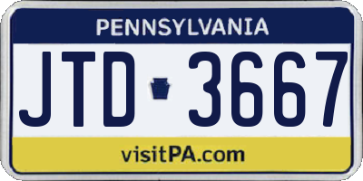 PA license plate JTD3667