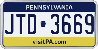 PA license plate JTD3669