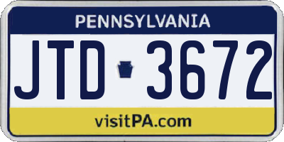 PA license plate JTD3672