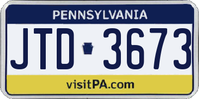 PA license plate JTD3673