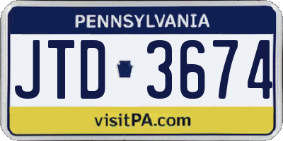 PA license plate JTD3674