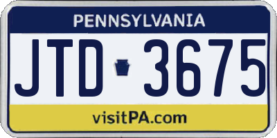 PA license plate JTD3675