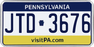 PA license plate JTD3676