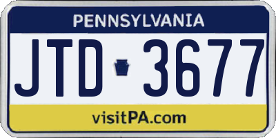 PA license plate JTD3677