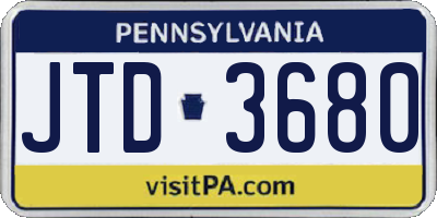 PA license plate JTD3680