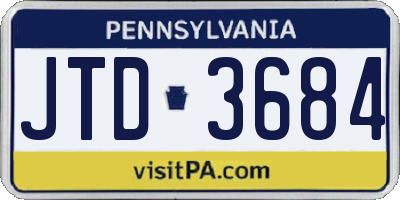 PA license plate JTD3684