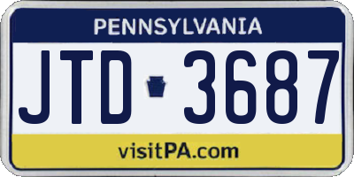 PA license plate JTD3687