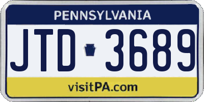 PA license plate JTD3689