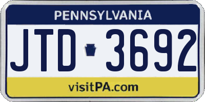 PA license plate JTD3692