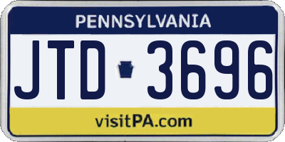 PA license plate JTD3696