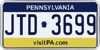 PA license plate JTD3699