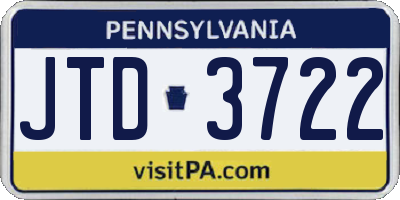 PA license plate JTD3722