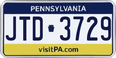 PA license plate JTD3729