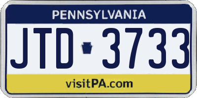 PA license plate JTD3733
