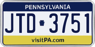 PA license plate JTD3751
