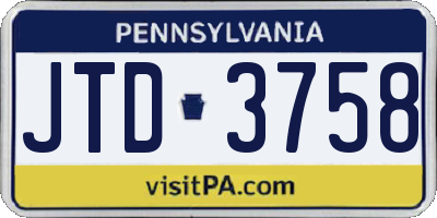 PA license plate JTD3758