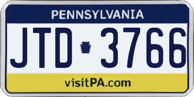 PA license plate JTD3766