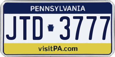 PA license plate JTD3777