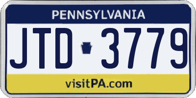 PA license plate JTD3779