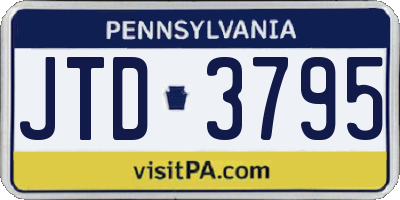 PA license plate JTD3795