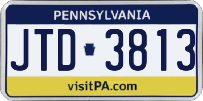 PA license plate JTD3813
