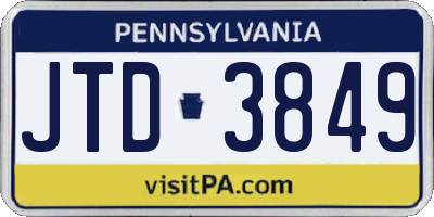 PA license plate JTD3849
