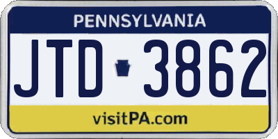 PA license plate JTD3862