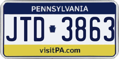 PA license plate JTD3863