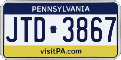 PA license plate JTD3867