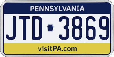PA license plate JTD3869