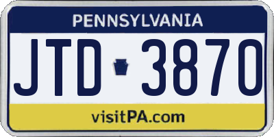 PA license plate JTD3870