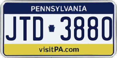 PA license plate JTD3880