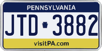 PA license plate JTD3882