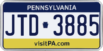 PA license plate JTD3885