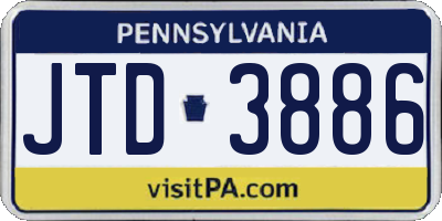 PA license plate JTD3886