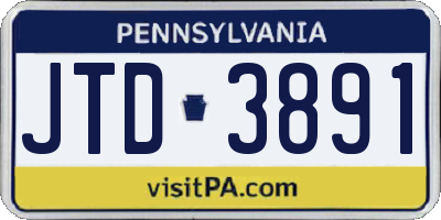 PA license plate JTD3891