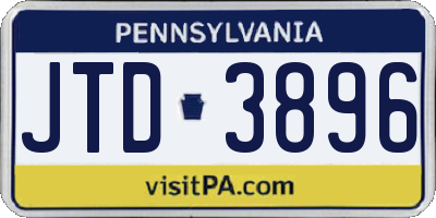 PA license plate JTD3896